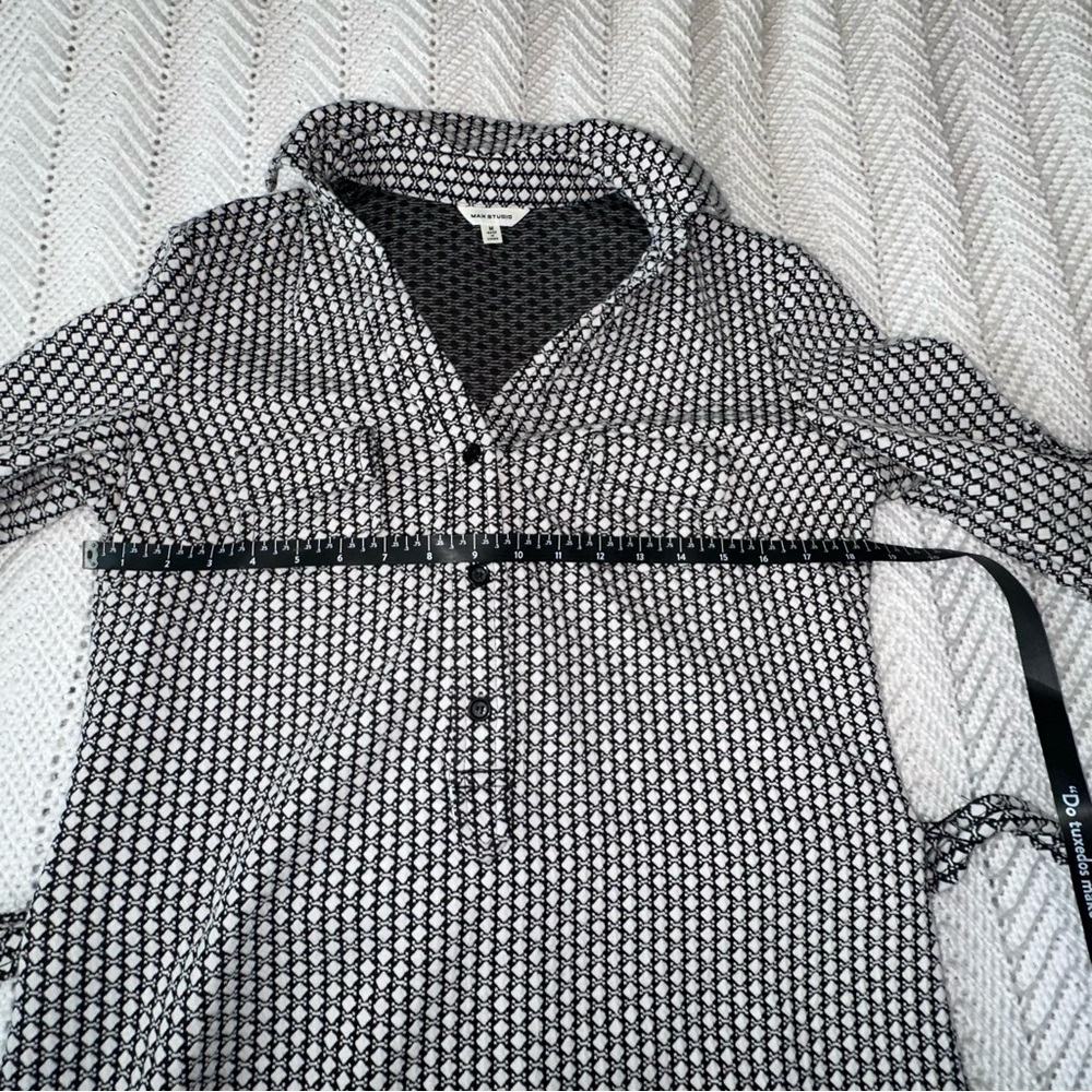 Women's Max Studio Black and Ivory Belted Shirt Dress - Medium - Picture 7 of 10